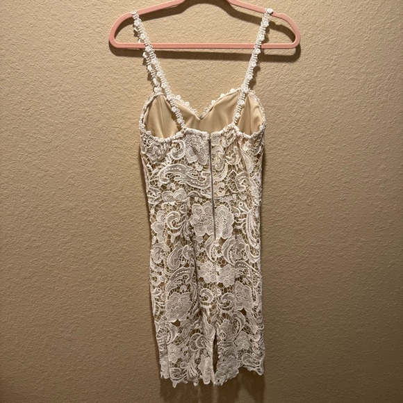 White on Nude Lace Spaghetti Strap Midi Dress Sweetheart Neckline size S - Picture 3 of 6